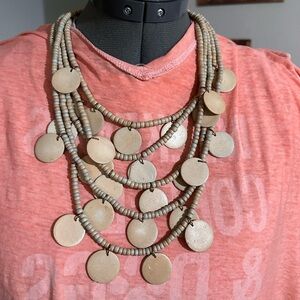 Elegant Multi-Layered Beige Necklace African style or south American